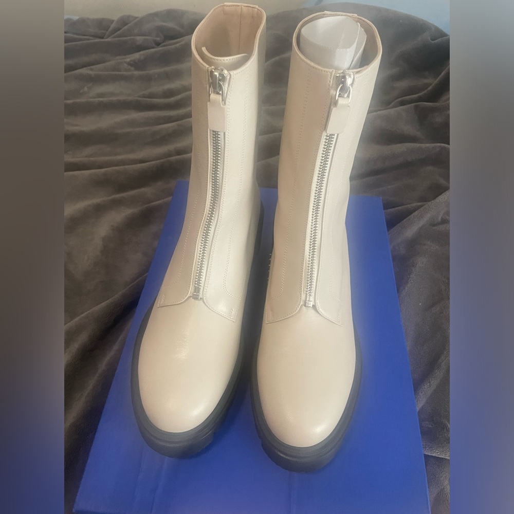 Stuart weitzman soho zip booties oat cream lug sole shoes 12 b new NIB ladies - Picture 3 of 17